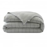 Housse de couette gaze de coton Gaia Match  carreaux 140 x 200 cm eucalyptus